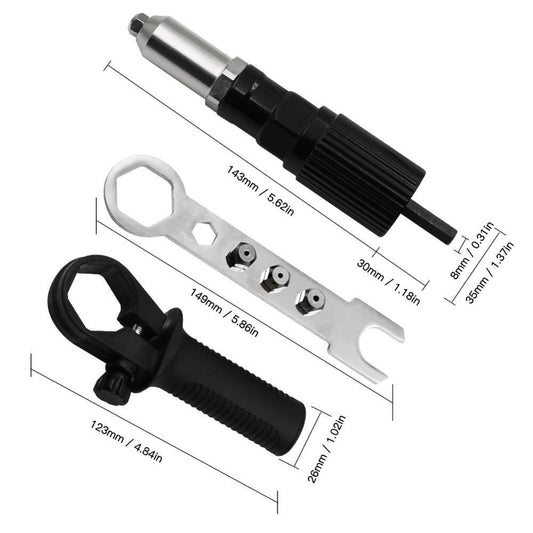 Kit Adaptateur Professionnel pour Pistolet à Rivets avec 4 Boulons de Buse