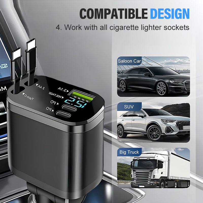 Car Fast Charger with Starry Sky Ambient Lighting
